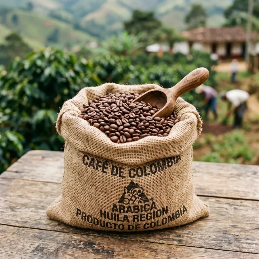 Single origin Colombian roasted coffee beans